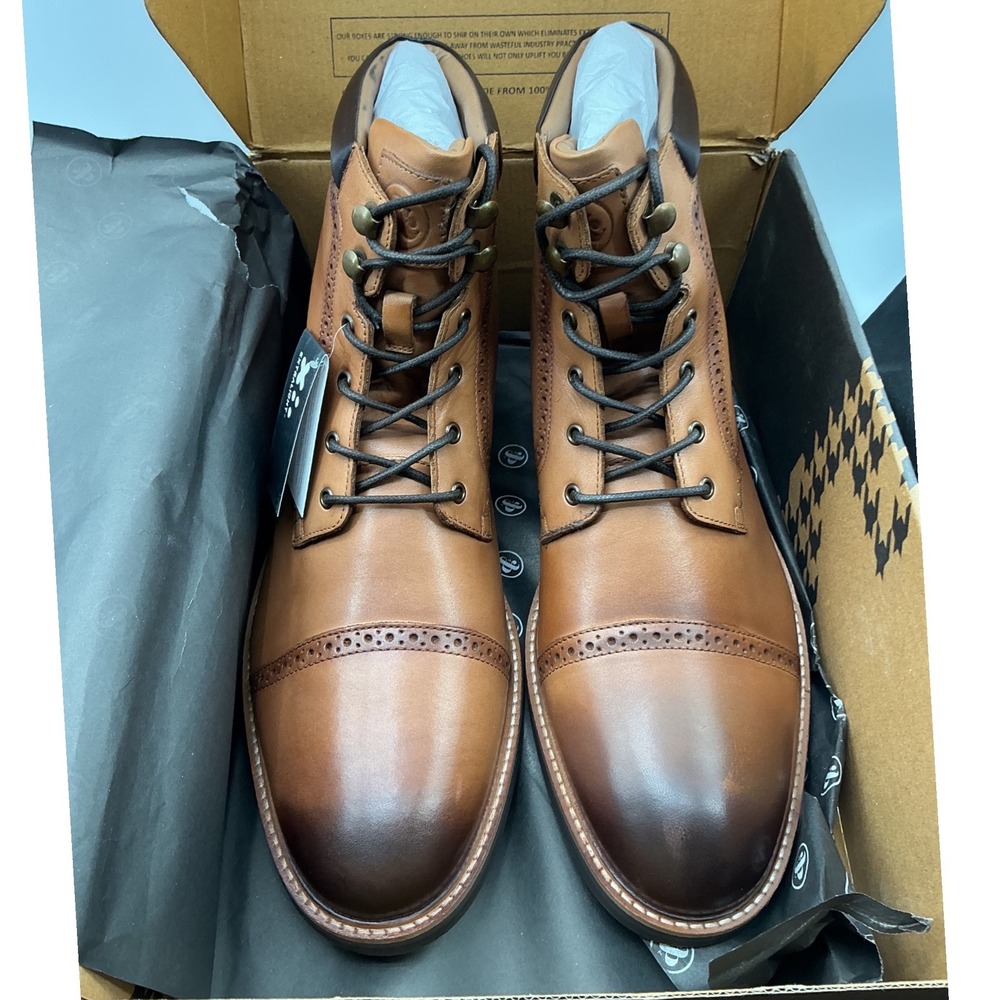Thomas & Vine Mens Leather Brogue Wingtip Boots Brown Size 12 PO# 005199